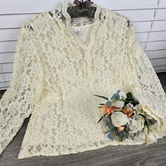 Laura Ashley Lace Blouse with Attached Camisole - Picture 3 of 13